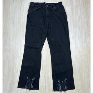 PrettyLittleThing Black High Rise Edgy Grunge Chewed Ankle Y2K Denim Jeans 12